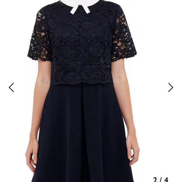 Ted Baker Dixxy Layered Lace Dress in Dark Navy - Picture 2 of 11